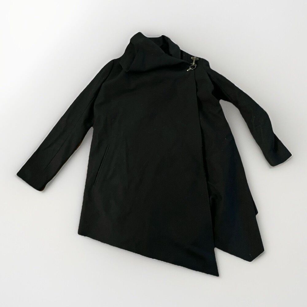 AllSaints Spitalfields Jack’s Place Black Italian Cloth Clasp Coat Jacket Sz 12